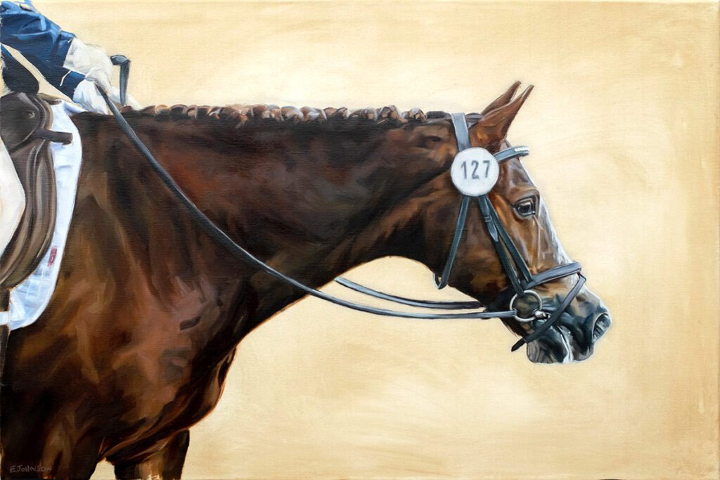Commissioned oil painting of welsh cob Brennin
