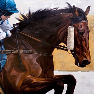 Racehorse Oil Painting with Gold leaf