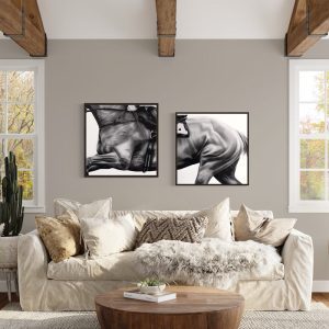 Muscle Power - Charcoal on Canvas x2 Equine artwork by Emily Johnson