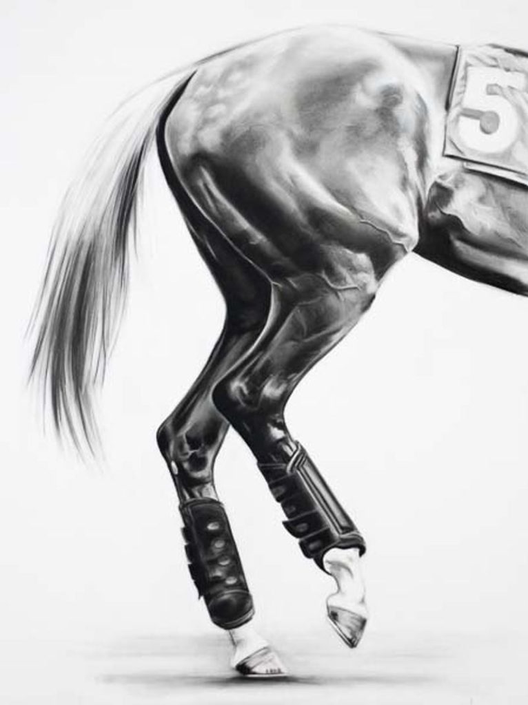 muscle toned to perfection this is charcoal horse art is "Race Ready" by Emily Johnson