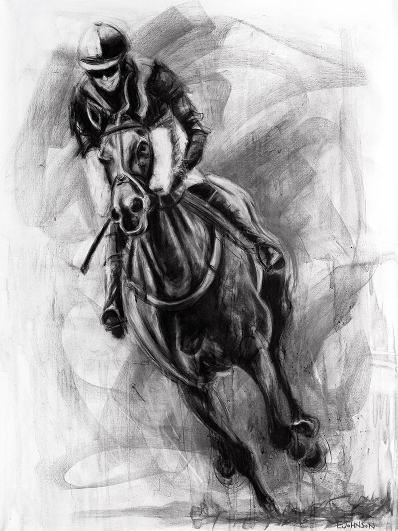The final turn a jockey coming round the final bend by Emily Johnson