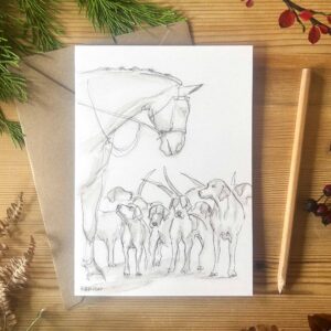 Hunting Greetings Card - "Horse and Hounds"